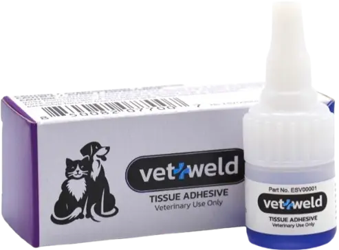 VetWeld tissue adhesive bottle and carton